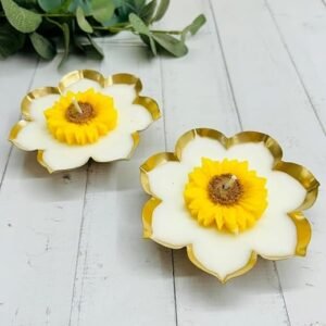 Sunflower Urli Candle, Yellow Flower on top, Soy Scented Candle with Gift Pack, Diwali Gift Candle (2 urli Candle)