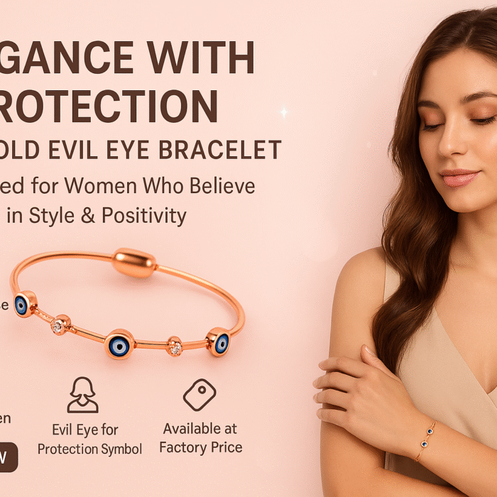 Rose gold evil eye bracelet