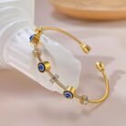 Rose gold evil eye bracelet for women