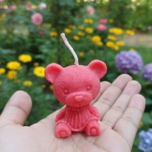 'Cute Pink Teddy Bear Shaped Scented Candle With Rose Fragrance Pack of 6 Pcs'