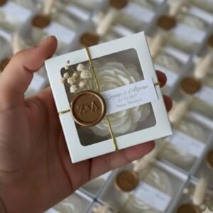 Customize Elegant Peony Candle 99/- Per pc with Box Packaging | Personalize Peony Candles Used For Gifting, Wedding Candle Favors, Bridal Shower Candles, , Per pc 99/-