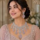 American Diamond Necklace baby pink