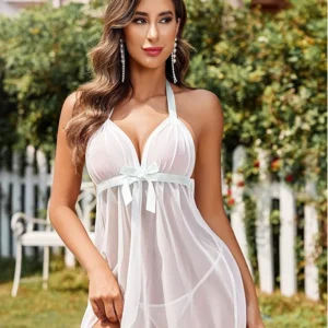 white net babydoll White Net Bridal Babydoll Nightwear
